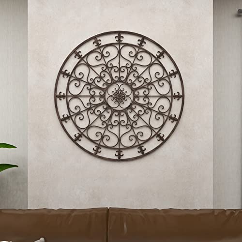 Metal Wall Sculpture Circle Wall Art 42" x 1" x 42" Black Z59247
