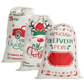 3Pack Christmas Santa Burlap Sacks with Drawstring 26" x 19" Large Q859553