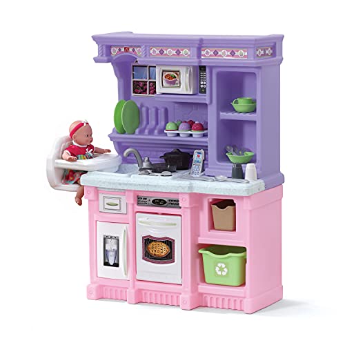 Pink Purple Kids Play Kitchen with 30 Piece Toy Accessories O304852