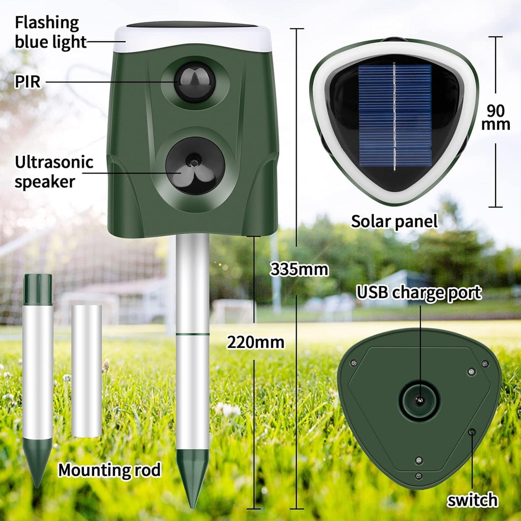 Solar Ultrasonic Animal Repellent with Motion Sensor F61244