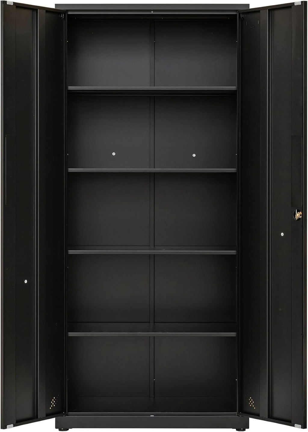Metal Garage Storage Cabinet, Tall Locking Steel Storage Cabinet with 2 Doors and 4 Adjustable Shelves O46872