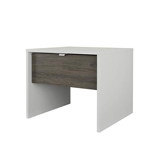 4-Piece Bedroom Set with Bed Frame, Headboard, Nightstand & Dresser, Queen White Bark Grey O78162