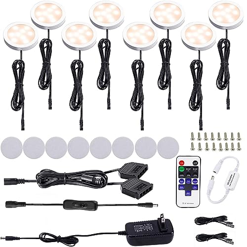 Black 8 Pack LED Puck Lights with RF Wireless Remote Control S1976