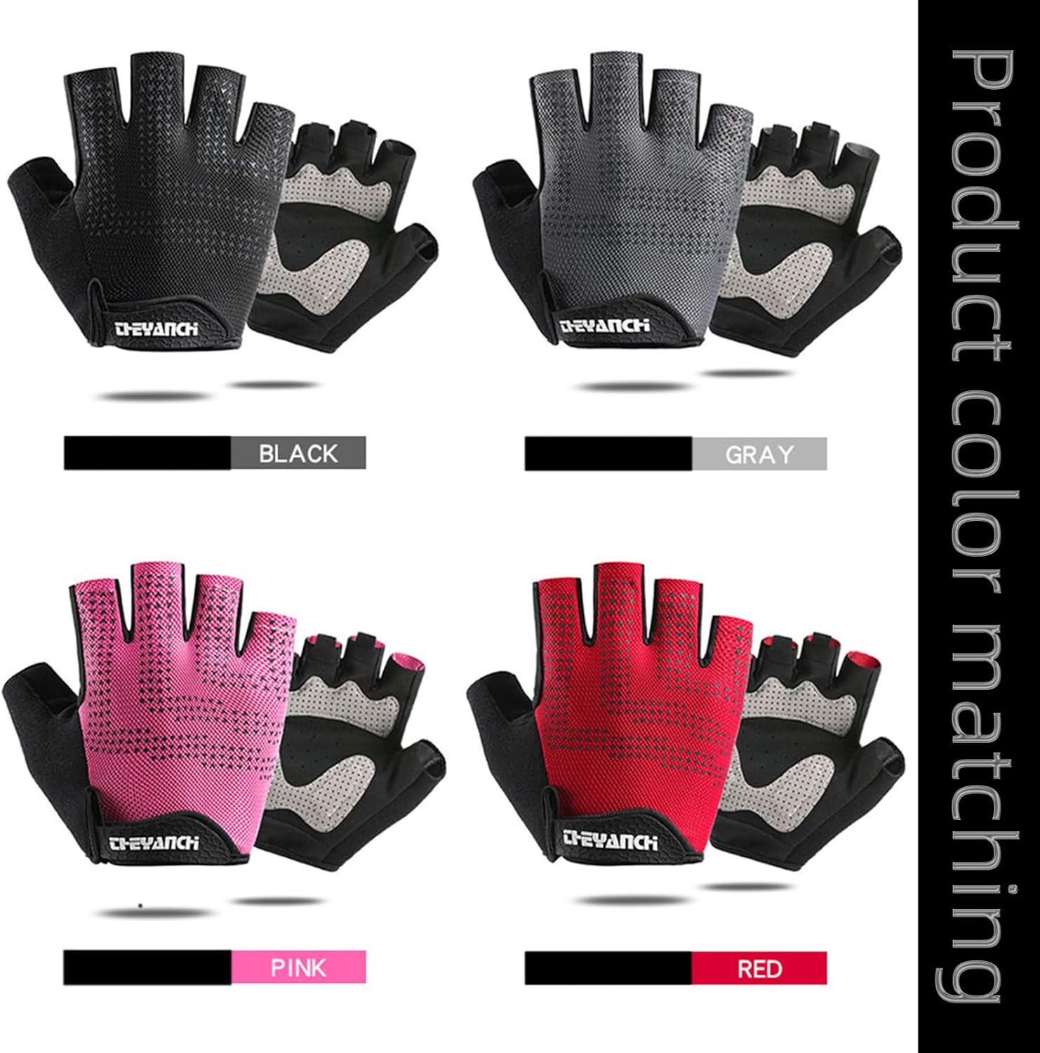 Gray Half Finger Workout Gloves (XL) U30361