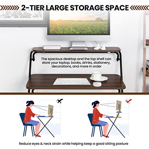 2 Tier Folding Brown Desk P594