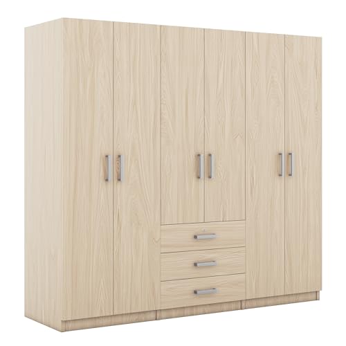 White 4 Doors Armoire Wardrobe with Mirror S190587