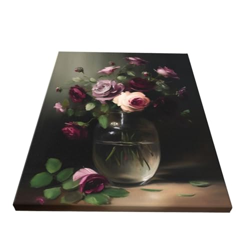 Watercolor Gothic Rose Floral Canvas Wall Art Unframed I142