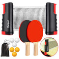 Ping Pong Paddle Set with Retractable Net, 2 Rackets, 6 Balls and Carry Bag Y2415