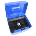 Blue 8-Inch Key Lock Cash Box with Coin Tray Z163578