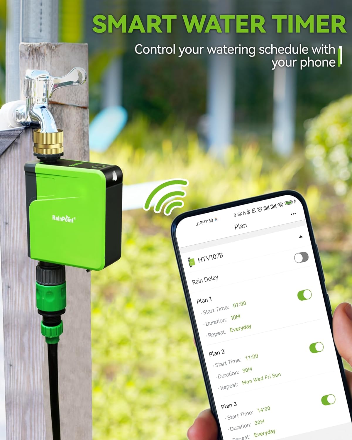 Smart Water Timer with Brass Inlet, Bluetooth Sprinkler Timer 2 Outlet X513033