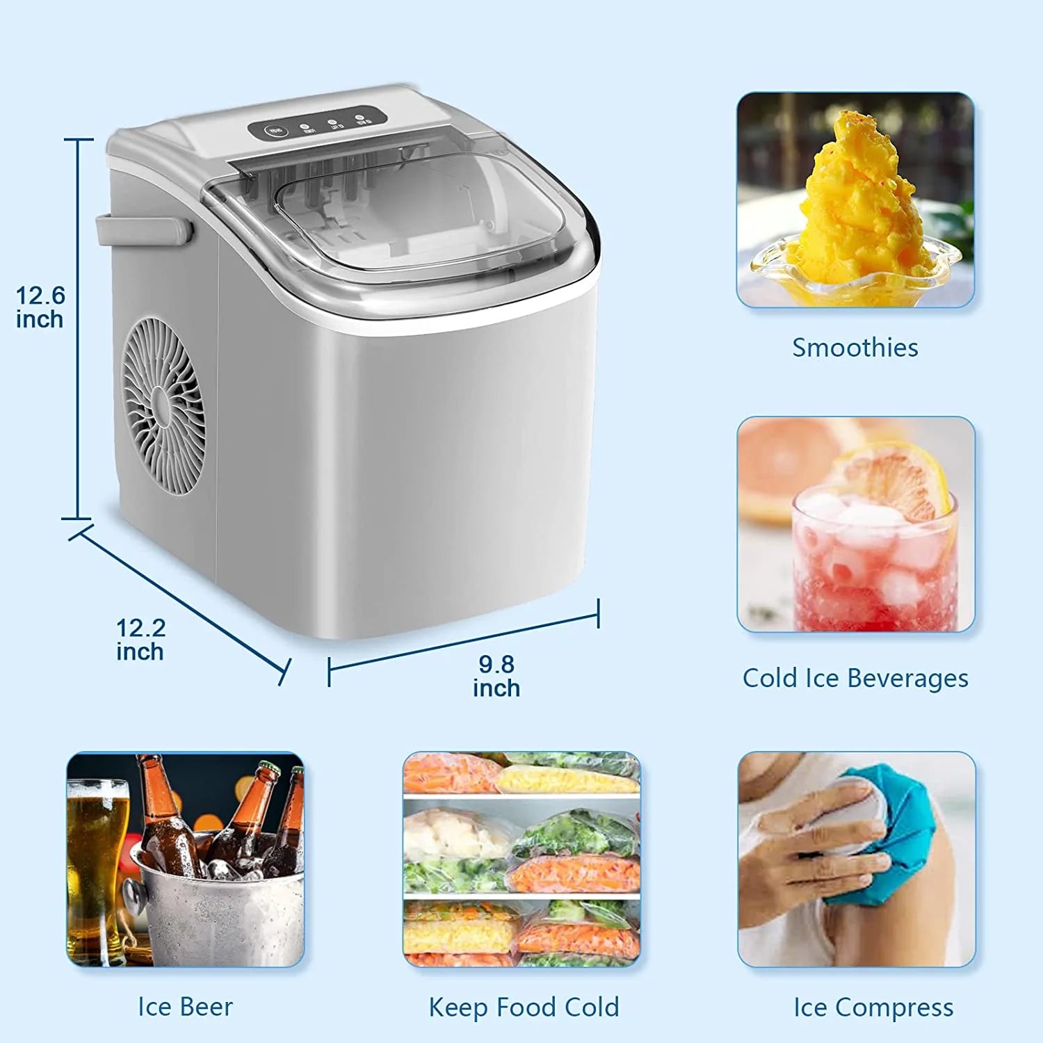 Countertop Ice Maker Portable Ice Machine, 26Lbs/24H D5207