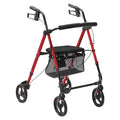 Blue + Black Lightweight Aluminum Folding Rollator Walker with Adjustable Seat and Handle P4353