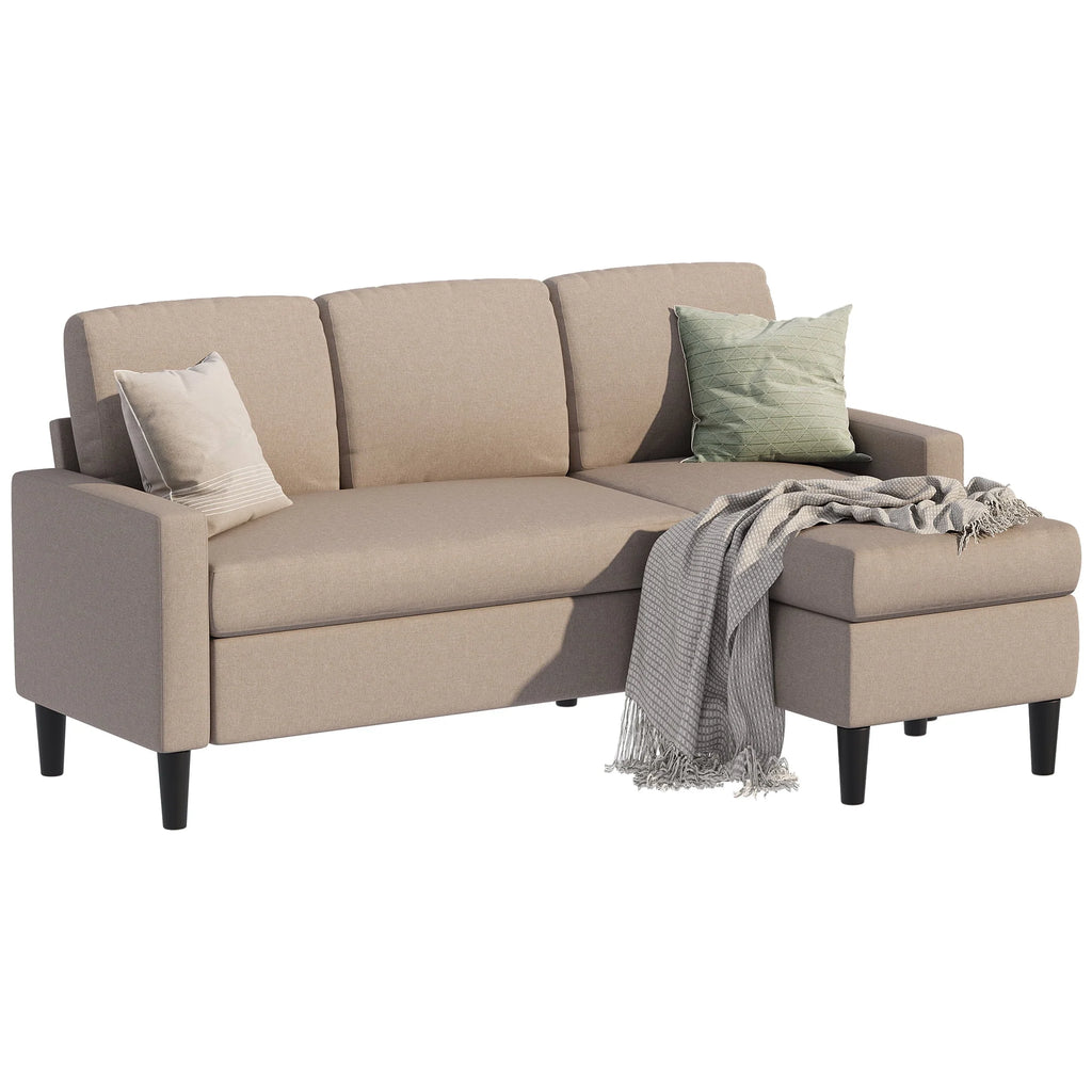 Grayish Black Linen L-Shaped Convertible Sectional Sofa V153822