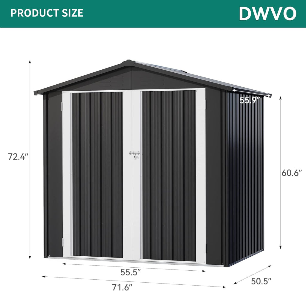 Black 6 x 4FT Metal Outdoor Storage Shed D676465