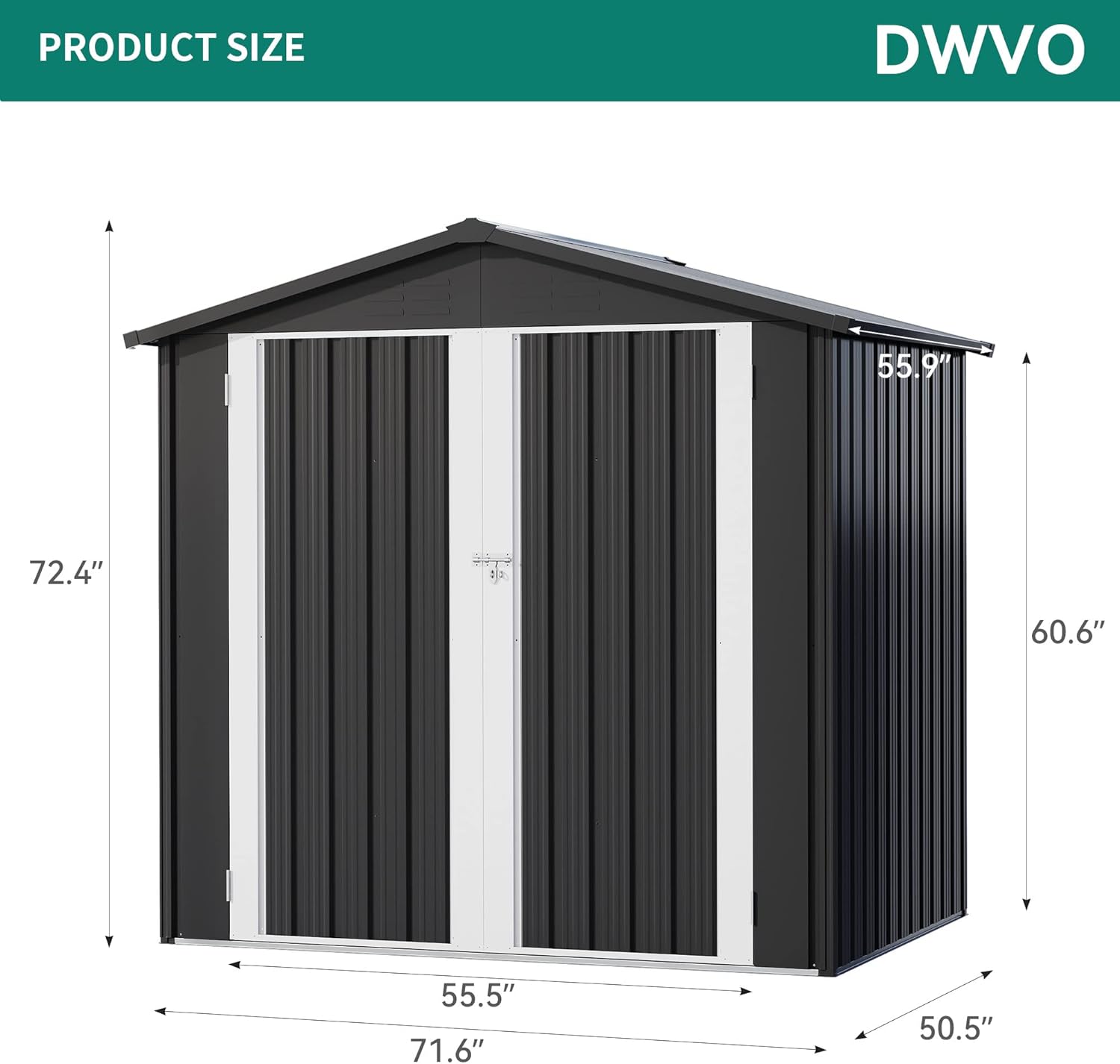 Black 6 x 4FT Metal Outdoor Storage Shed D676465