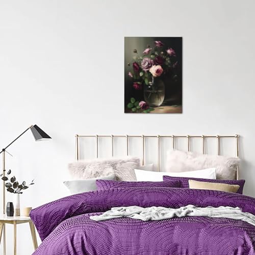 Watercolor Gothic Rose Floral Canvas Wall Art Unframed I142