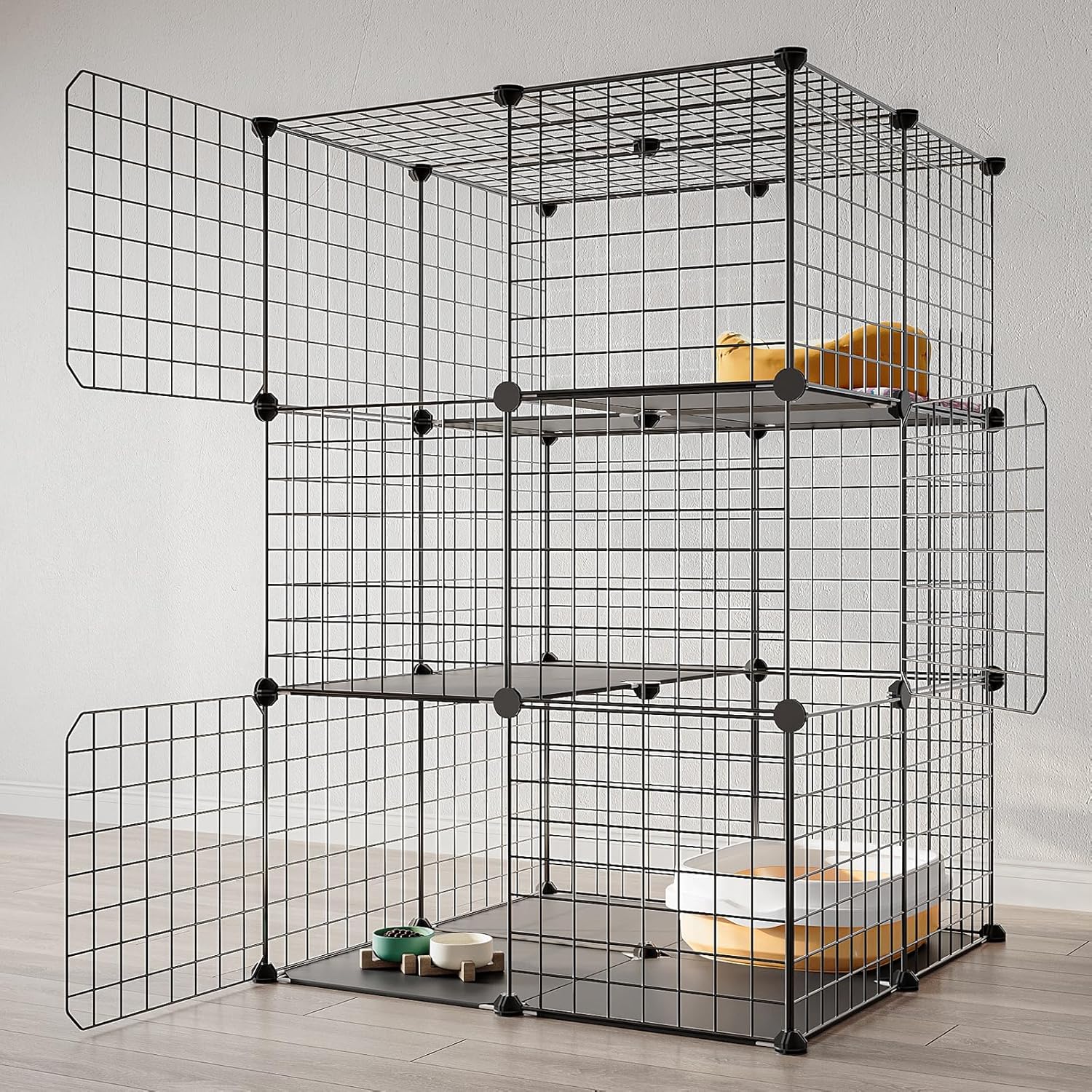 Black 3-Tier Metal Wire Cat Cage E788