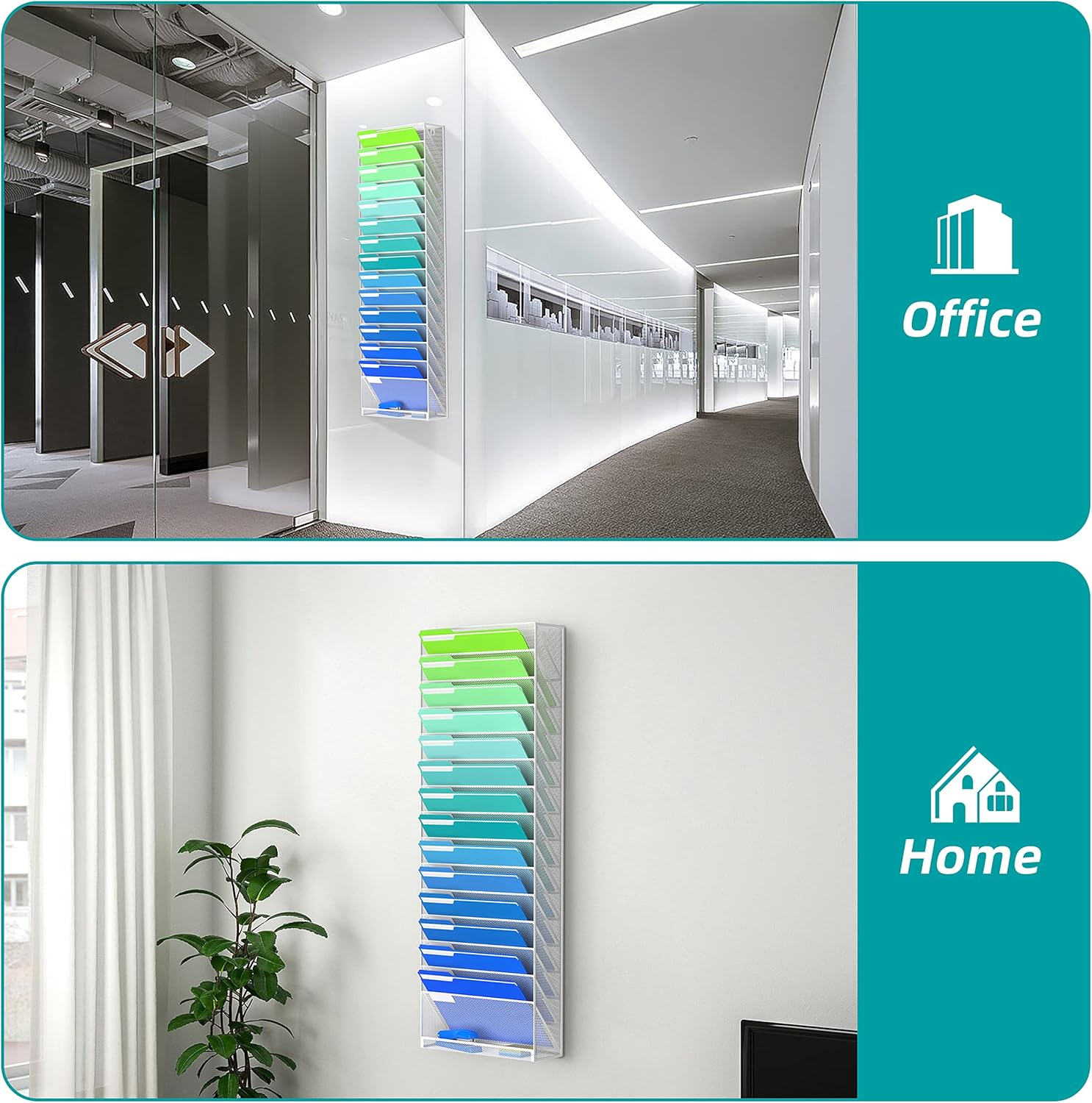 16-Tier White Mesh Wall File Organizer N8241