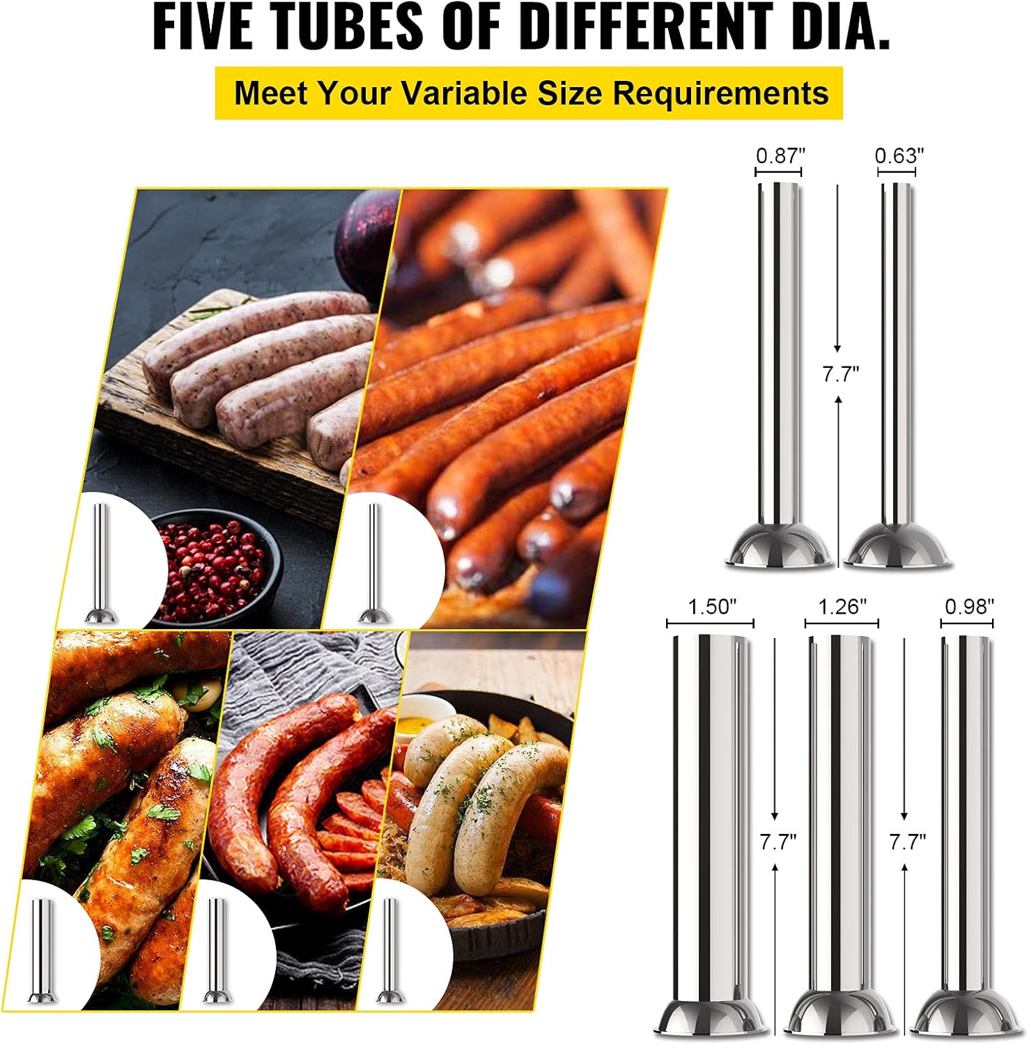 Electric Sausage Stuffer 10L Capacity, Vertical Meat Stuffer Variable Speed, Stainless Steel Sausage Filler with 4 Sausage Tubes L562383