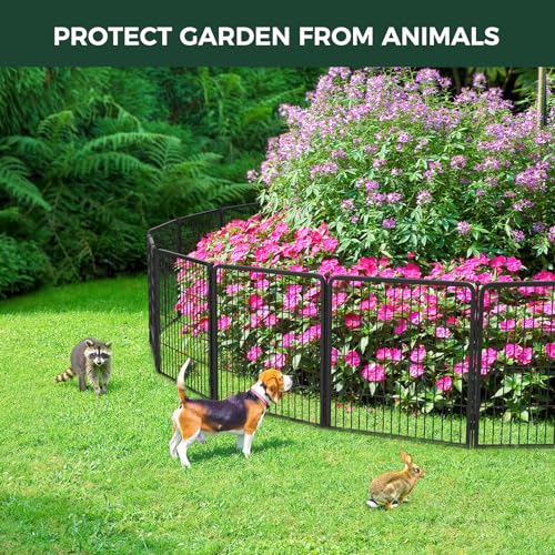 Black 40in x 36.0ft 16 Panels Metal Garden Fence Y24750