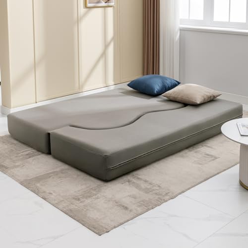 Queen Size Floor Sofa Bed with Memory Foam, Light Gray X93069