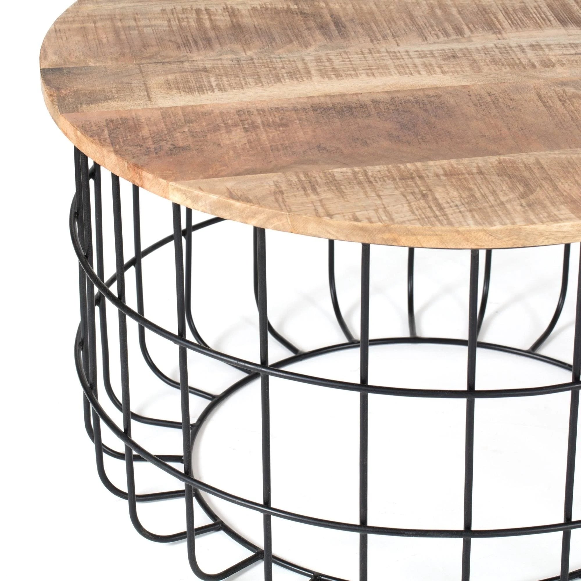 Black and Natural Wood Cage Coffee Table Q53123