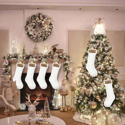 6 Pack 18in Large Knitted Christmas Stocking Set V340