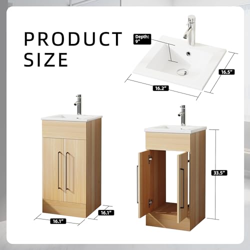 16” White Bathroom Vanity Sink Combo with 2 Doors K442498