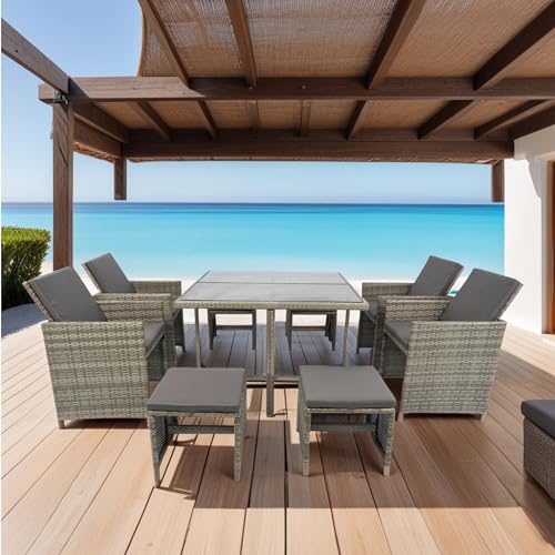 5 Piece PE Rattan Outdoor Sectional Furniture Set with Cushions and Coffee Table S6176