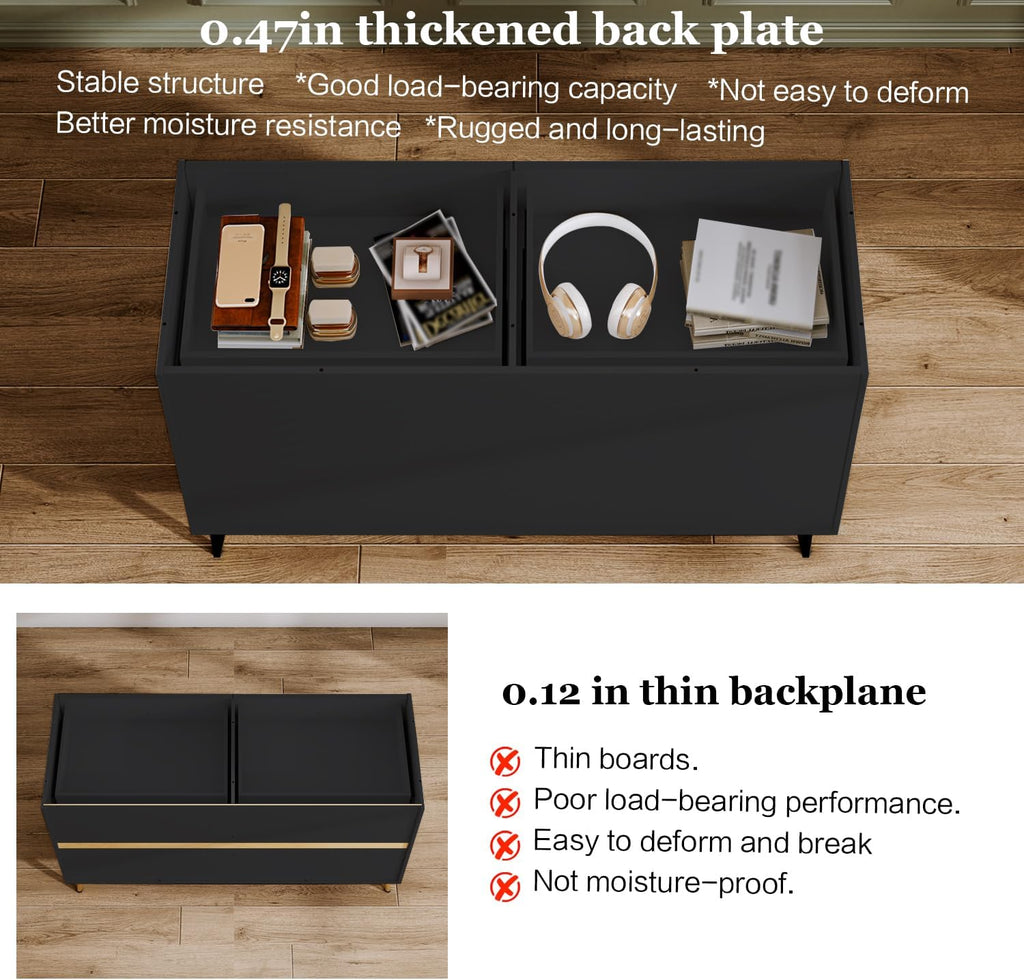 Black 6 Drawer Dresser W980