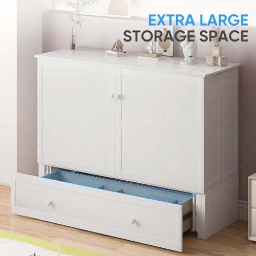Queen Murphy Bed with 2 Storage Drawers and USB Charging Station I150