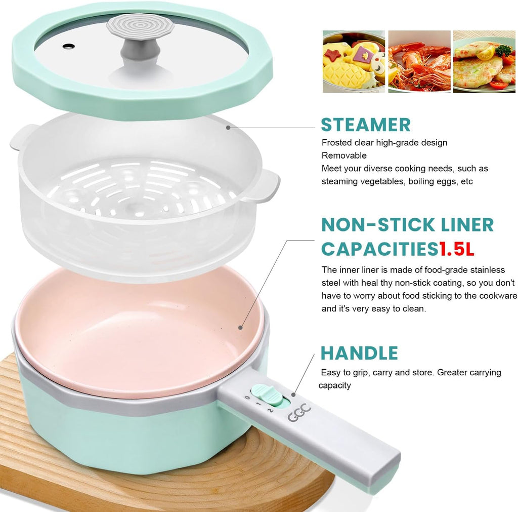 1.5L Non-stick Electric Hot Pot with Steamer P993113