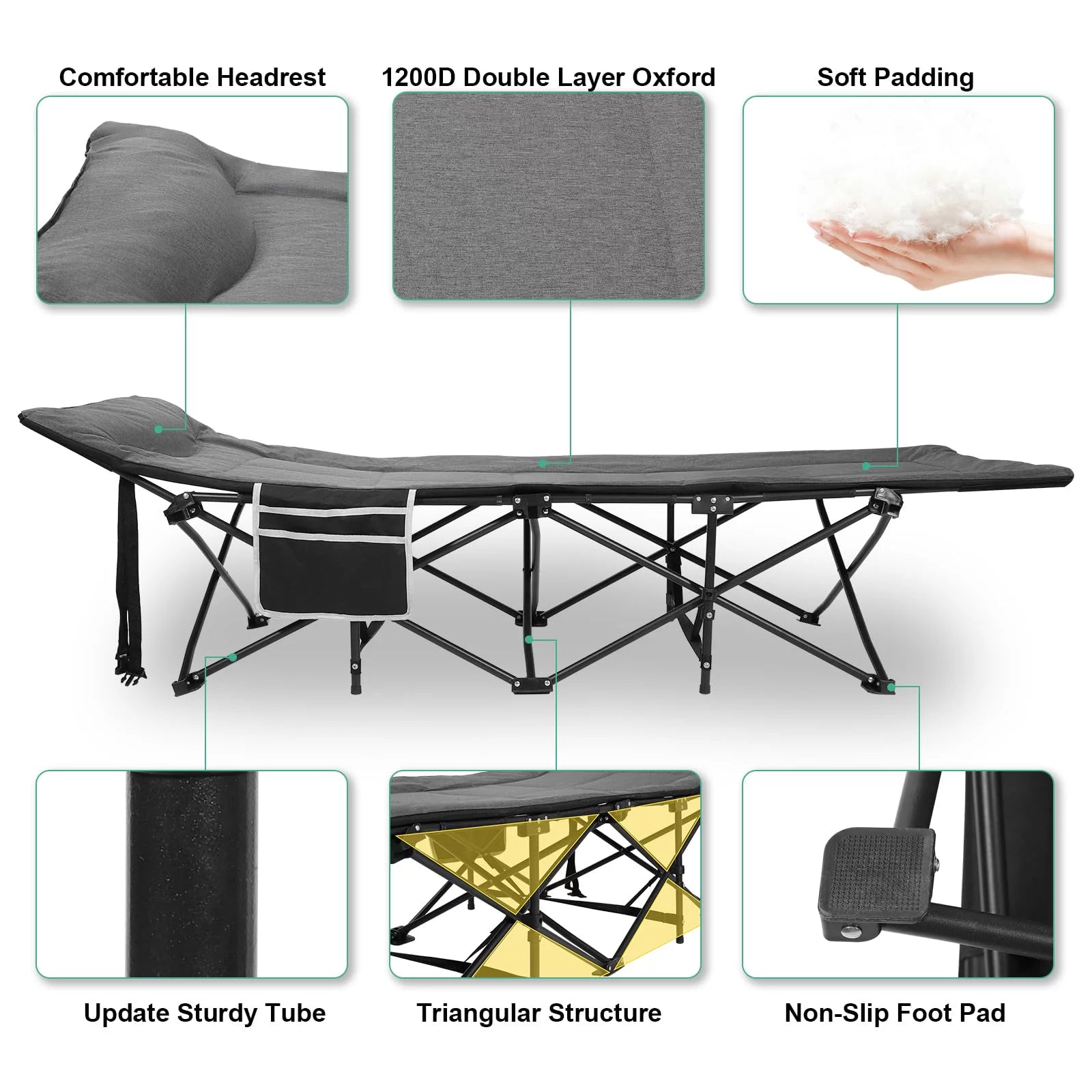 Folding Camping Cot with Pillow Y861