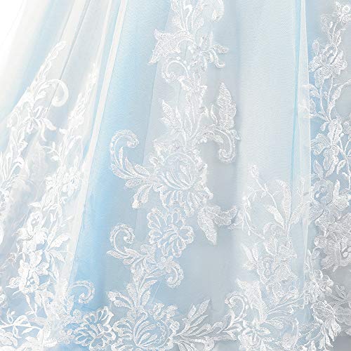 Girls Long Sleeve Lace Flower Wedding Bridesmaid Party Dresses Floor Length Tulle Ball Gown V455