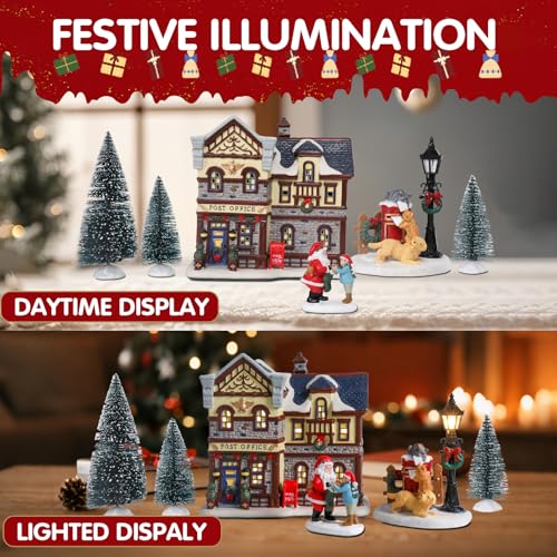 Christmas Ceramic Post Office Decoration with Lights G1105