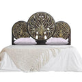 Queen Engineered Wood Headboard Black Gold Antique O778