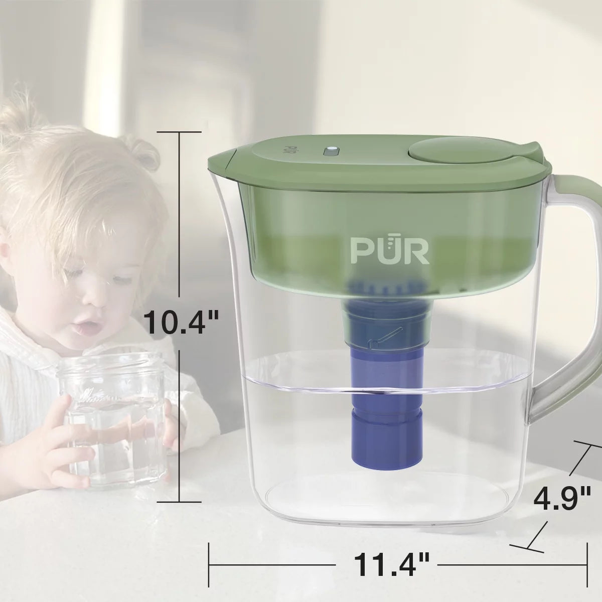 11 Cup Water Pitcher Filtration System, Sage I7676