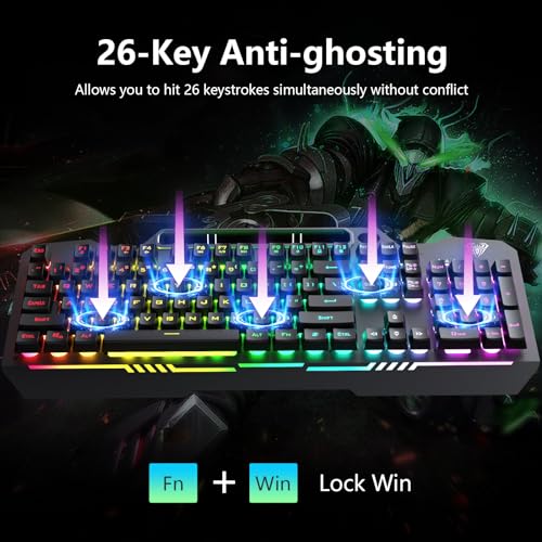 Gaming Keyboard and Mouse Combo with RGB Backlit, All-Metal Panel, Anti-Ghosting, USB Wired E96833