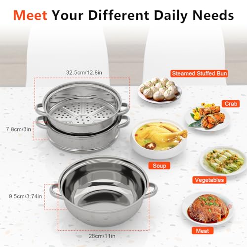 5-Tier Stainless Steel Steamer with Tempered Glass Lid T387231
