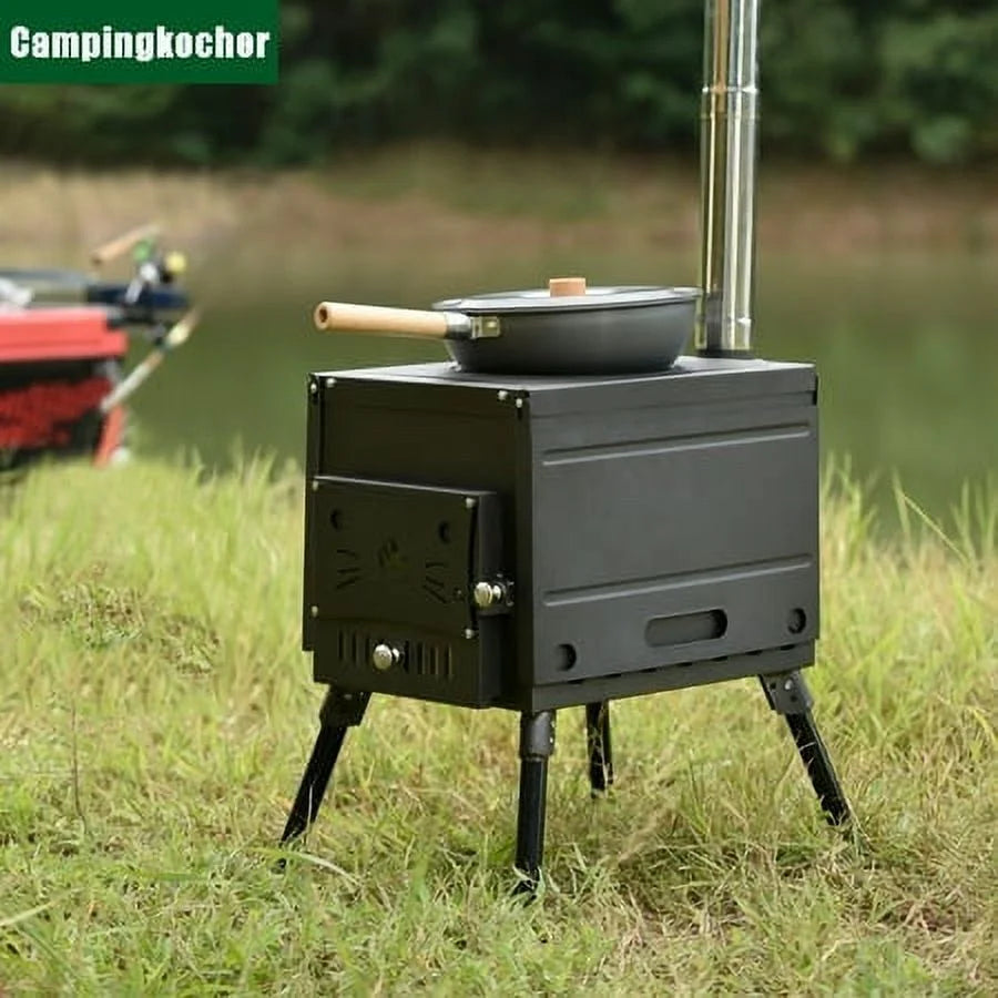 Portable Wood Burning Camping Stove with Chimney Pipe H4855