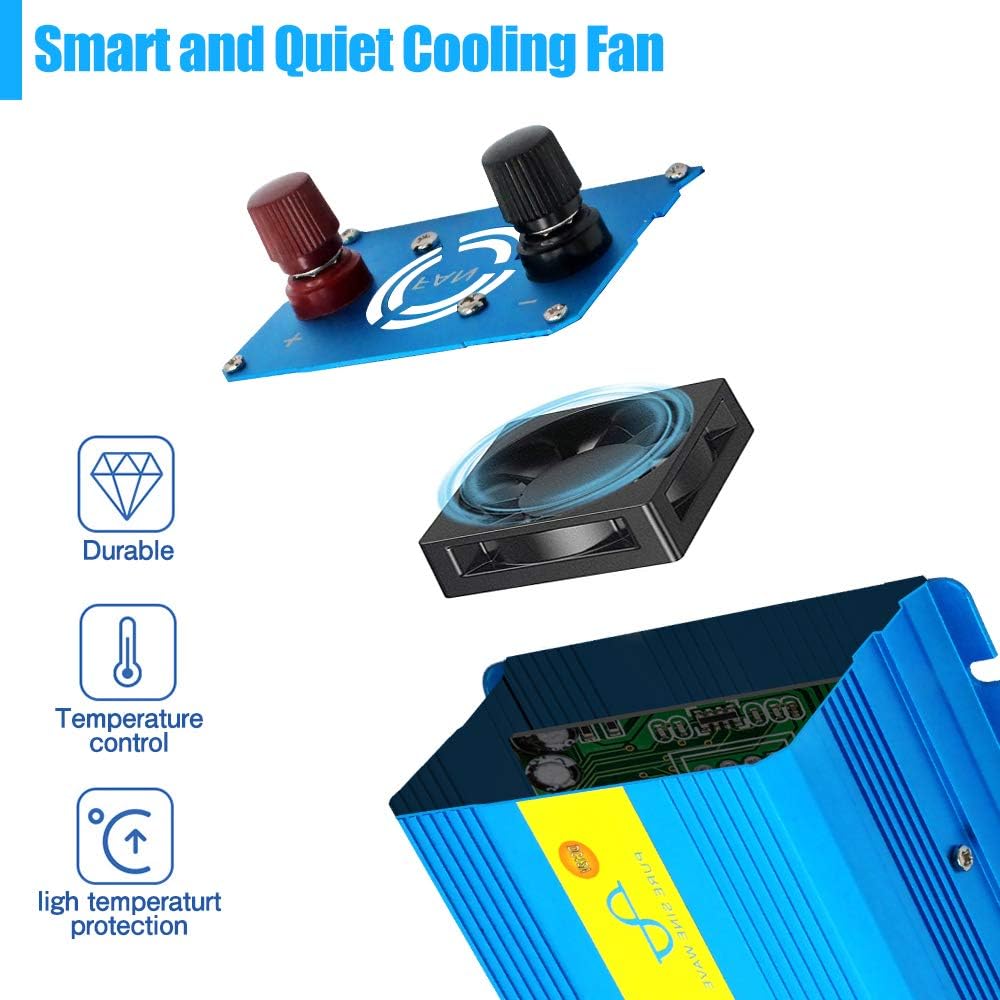 500W Pure Sine Wave Power Inverter DC 12V to AC 110V with Dual USB Ports Pack of 2 P744543