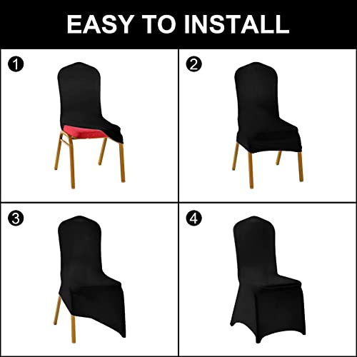 Waterproof Polyester Spandex Stretch Dining Chair Covers (100PCS, Black) O11992