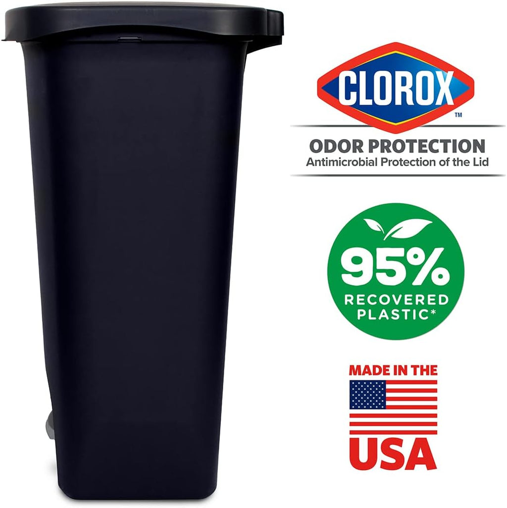 13 Gallon Plastic Trash Can with Lid, Matte Black I4216