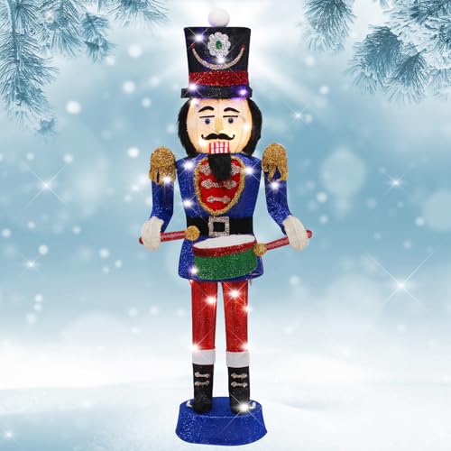 34" Lighted-up Blue Nutcracker Soldier Christmas Decoration C664
