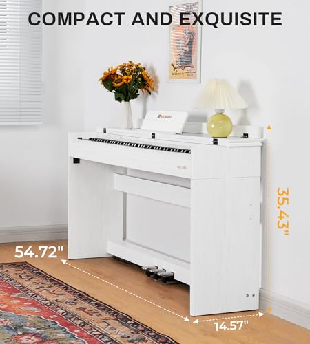 White 88 Keys Weighted Hammer Action Digital Piano Keyboard with Furniture Stand D363792