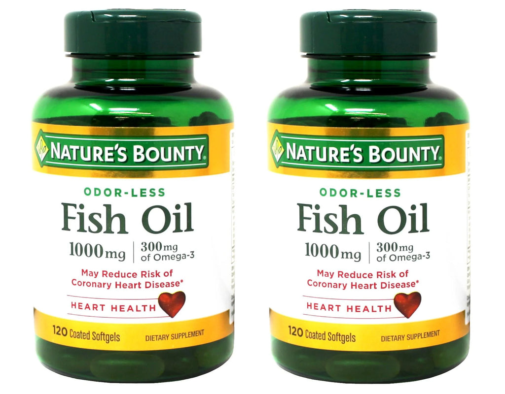 Odorless Fish Oil 1000 mg Omega 3 Supplement Softgels, 120 Ea, 2 Pack L67309