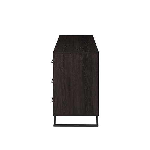 56 Inch Coastal Oak 6-Drawer Metal and Wood Dresser R60909