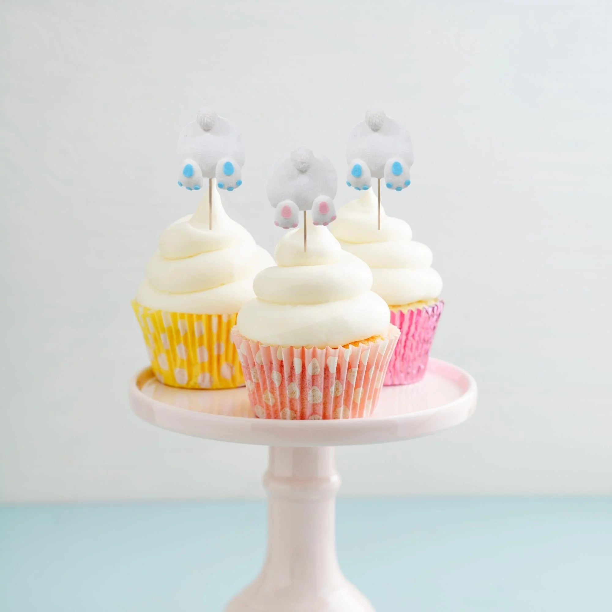 Blue Pink Rabbit Cake Toppers 4pcs F124