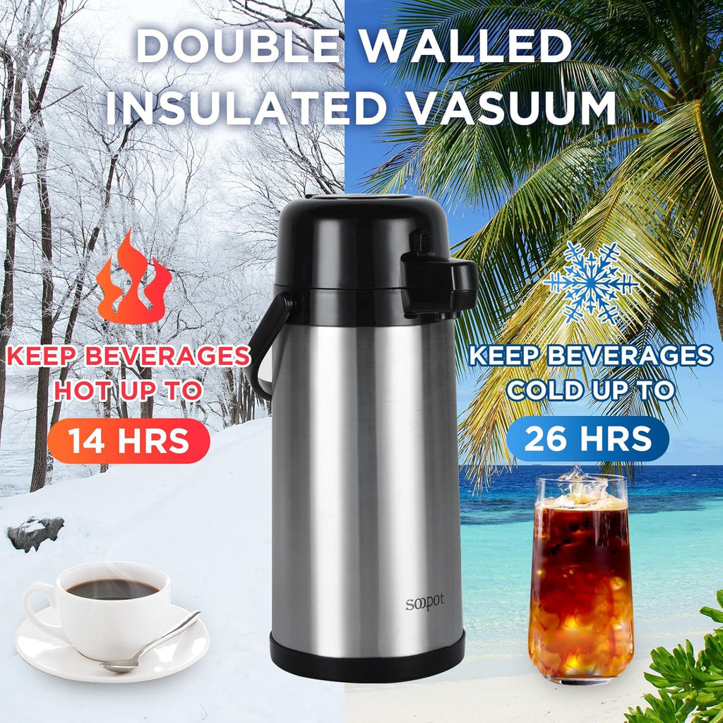 102oz Stainless Steel Thermal Insulated Coffee Dispenser with Pump N2114