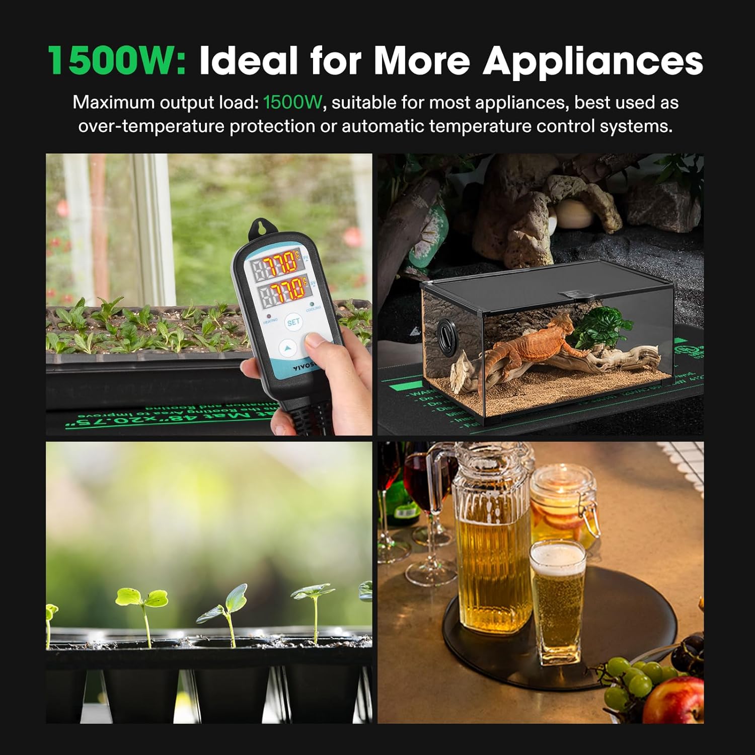 1500W Digital Temperature Controller Thermostat with Dual LED Display D572728